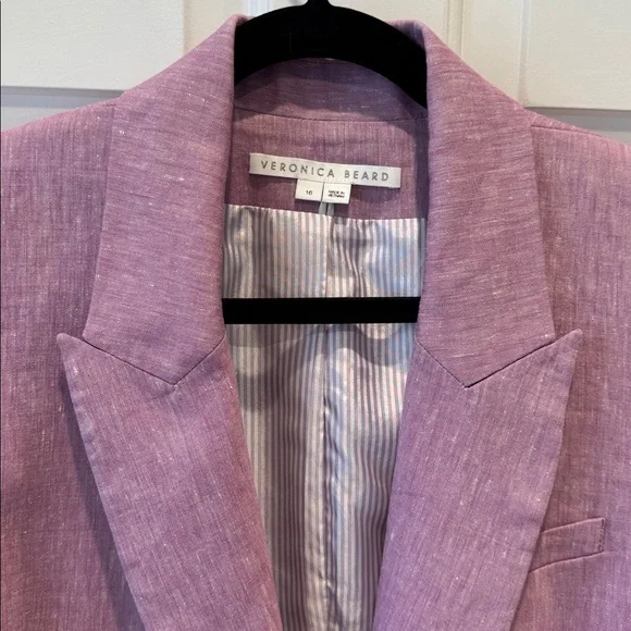 VERONICA BEARD Lonny Dickey Jacket in Heathered Orchard size 16 linen blazer - Picture 4 of 10